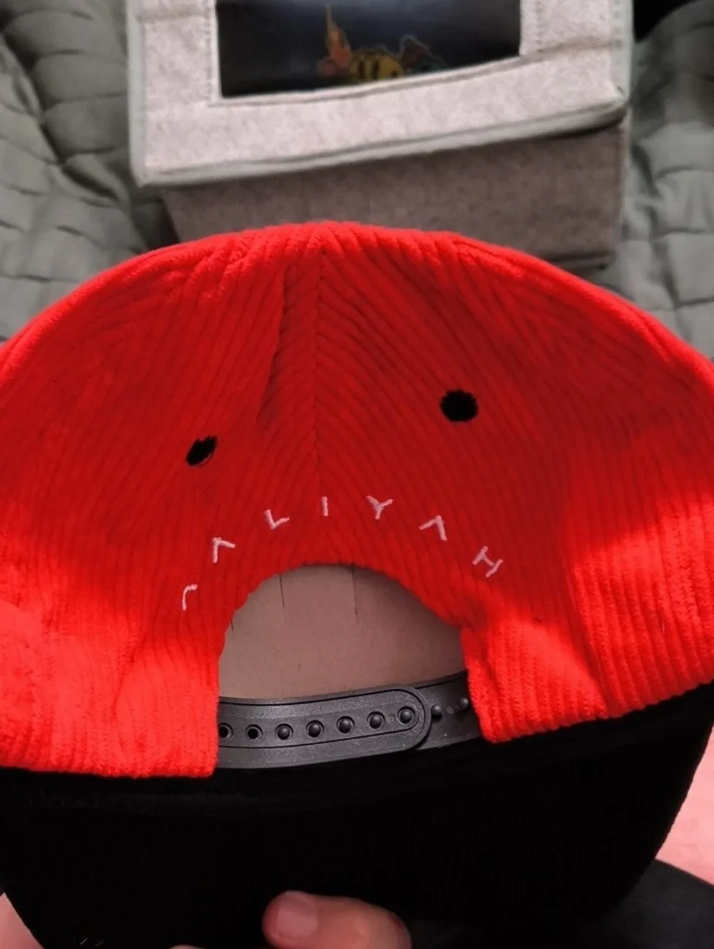 Red and Black Corduroy Dad Hat 'Aaliyah'
